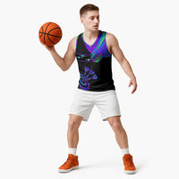 Neon Dartboard Darts Basketball Jersey with Colorful Target and Psychedelic Swirl Pattern - Wonder Print Shop