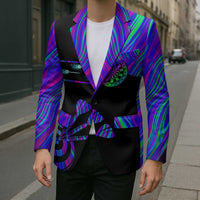 Neon Dartboard Darts Blazer with Colorful Target and Psychedelic Swirl Pattern - Wonder Print Shop
