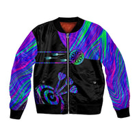 Neon Dartboard Darts Bomber Jacket with Colorful Target and Psychedelic Swirl Pattern - Wonder Print Shop