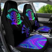 Neon Dartboard Darts Car Seat Cover with Colorful Target and Psychedelic Swirl Pattern - Wonder Print Shop