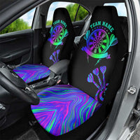 Neon Dartboard Darts Car Seat Cover with Colorful Target and Psychedelic Swirl Pattern - Wonder Print Shop