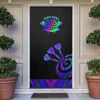 Neon Dartboard Darts Door Cover with Colorful Target and Psychedelic Swirl Pattern - Wonder Print Shop
