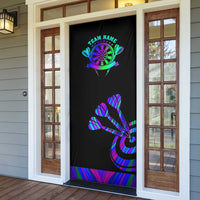 Neon Dartboard Darts Door Cover with Colorful Target and Psychedelic Swirl Pattern - Wonder Print Shop