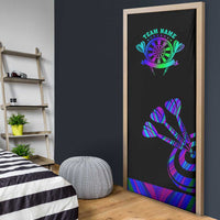 Neon Dartboard Darts Door Cover with Colorful Target and Psychedelic Swirl Pattern - Wonder Print Shop