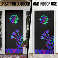 Neon Dartboard Darts Door Cover with Colorful Target and Psychedelic Swirl Pattern - Wonder Print Shop