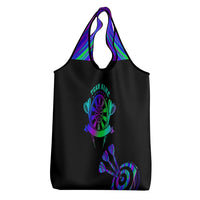Neon Dartboard Darts Grocery Bag with Colorful Target and Psychedelic Swirl Pattern - Wonder Print Shop