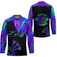 Neon Dartboard Darts Hockey Jersey with Colorful Target and Psychedelic Swirl Pattern - Wonder Print Shop