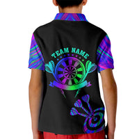 Neon Dartboard Darts Kid Polo Shirt with Colorful Target and Psychedelic Swirl Pattern - Wonder Print Shop