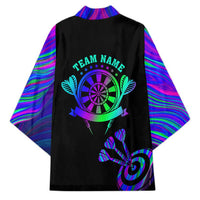 Neon Dartboard Darts Kimono with Colorful Target and Psychedelic Swirl Pattern - Wonder Print Shop
