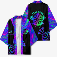 Neon Dartboard Darts Kimono with Colorful Target and Psychedelic Swirl Pattern - Wonder Print Shop