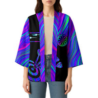 Neon Dartboard Darts Kimono with Colorful Target and Psychedelic Swirl Pattern - Wonder Print Shop