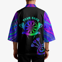 Neon Dartboard Darts Kimono with Colorful Target and Psychedelic Swirl Pattern - Wonder Print Shop