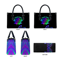 Neon Dartboard Darts Leather Bag with Colorful Target and Psychedelic Swirl Pattern - Wonder Print Shop