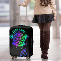Neon Dartboard Darts Luggage Cover with Colorful Target and Psychedelic Swirl Pattern - Wonder Print Shop