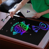 Neon Dartboard Darts Puzzle with Colorful Target and Psychedelic Swirl Pattern - Wonder Print Shop