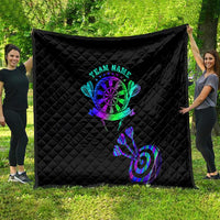 Neon Dartboard Darts Quilt with Colorful Target and Psychedelic Swirl Pattern - Wonder Print Shop