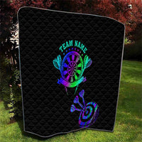 Neon Dartboard Darts Quilt with Colorful Target and Psychedelic Swirl Pattern - Wonder Print Shop