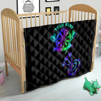 Neon Dartboard Darts Quilt with Colorful Target and Psychedelic Swirl Pattern - Wonder Print Shop
