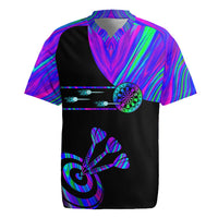 Neon Dartboard Darts Rugby Jersey with Colorful Target and Psychedelic Swirl Pattern - Wonder Print Shop
