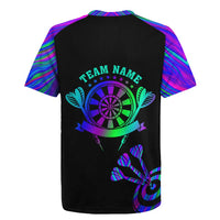 Neon Dartboard Darts Rugby Jersey with Colorful Target and Psychedelic Swirl Pattern - Wonder Print Shop