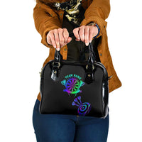 Neon Dartboard Darts Shoulder Handbag with Colorful Target and Psychedelic Swirl Pattern - Wonder Print Shop