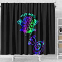 Neon Dartboard Darts Shower Curtain with Colorful Target and Psychedelic Swirl Pattern - Wonder Print Shop