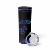 Neon Dartboard Darts Skinny Tumbler with Colorful Target and Psychedelic Swirl Pattern - Wonder Print Shop