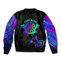 Neon Dartboard Darts Sleeve Zip Bomber Jacket with Colorful Target and Psychedelic Swirl Pattern - Wonder Print Shop