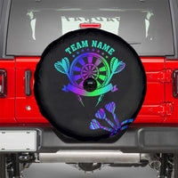 Neon Dartboard Darts Spare Tire Cover with Colorful Target and Psychedelic Swirl Pattern - Wonder Print Shop