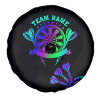 Neon Dartboard Darts Spare Tire Cover with Colorful Target and Psychedelic Swirl Pattern - Wonder Print Shop