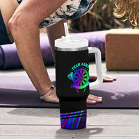 Neon Dartboard Darts Tumbler With Handle with Colorful Target and Psychedelic Swirl Pattern - Wonder Print Shop