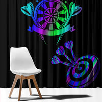 Neon Dartboard Darts Window Curtain with Colorful Target and Psychedelic Swirl Pattern - Wonder Print Shop