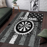 Grunge American Flag Darts Area Rug with Dartboard Target and Black White Stars - Wonder Print Shop