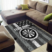Grunge American Flag Darts Area Rug with Dartboard Target and Black White Stars - Wonder Print Shop