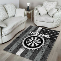 Grunge American Flag Darts Area Rug with Dartboard Target and Black White Stars - Wonder Print Shop