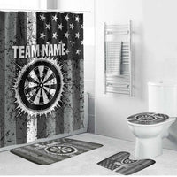 Grunge American Flag Darts Bathroom Set with Dartboard Target and Black White Stars - Wonder Print Shop