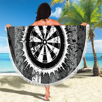 Grunge American Flag Darts Beach Blanket with Dartboard Target and Black White Stars - Wonder Print Shop