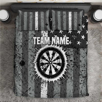 Grunge American Flag Darts Bedding Set with Dartboard Target and Black White Stars - Wonder Print Shop