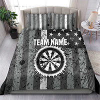 Grunge American Flag Darts Bedding Set with Dartboard Target and Black White Stars - Wonder Print Shop
