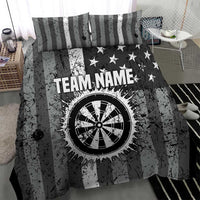 Grunge American Flag Darts Bedding Set with Dartboard Target and Black White Stars - Wonder Print Shop
