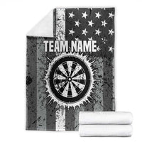 Grunge American Flag Darts Blanket with Dartboard Target and Black White Stars - Wonder Print Shop