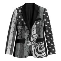 Grunge American Flag Darts Blazer with Dartboard Target and Black White Stars - Wonder Print Shop