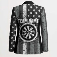 Grunge American Flag Darts Blazer with Dartboard Target and Black White Stars - Wonder Print Shop