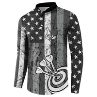 Grunge American Flag Darts Button Sweatshirt with Dartboard Target and Black White Stars - Wonder Print Shop