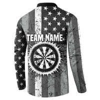 Grunge American Flag Darts Button Sweatshirt with Dartboard Target and Black White Stars - Wonder Print Shop