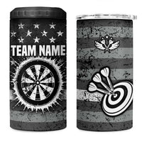Grunge American Flag Darts 4 in 1 Can Cooler Tumbler with Dartboard Target and Black White Stars - Wonder Print Shop