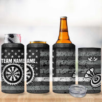 Grunge American Flag Darts 4 in 1 Can Cooler Tumbler with Dartboard Target and Black White Stars - Wonder Print Shop