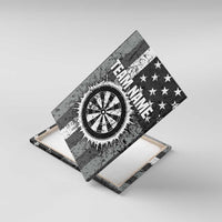 Grunge American Flag Darts Canvas Wall Art with Dartboard Target and Black White Stars - Wonder Print Shop
