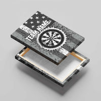 Grunge American Flag Darts Canvas Wall Art with Dartboard Target and Black White Stars - Wonder Print Shop