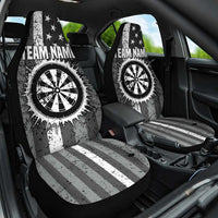 Grunge American Flag Darts Car Seat Cover with Dartboard Target and Black White Stars - Wonder Print Shop